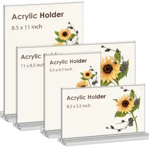 Acrylic Display Frame 8X15 Custom Size T Shape Slant Menu Picture Holder Exhibition Booth Wedding Business Acrylic Stand
