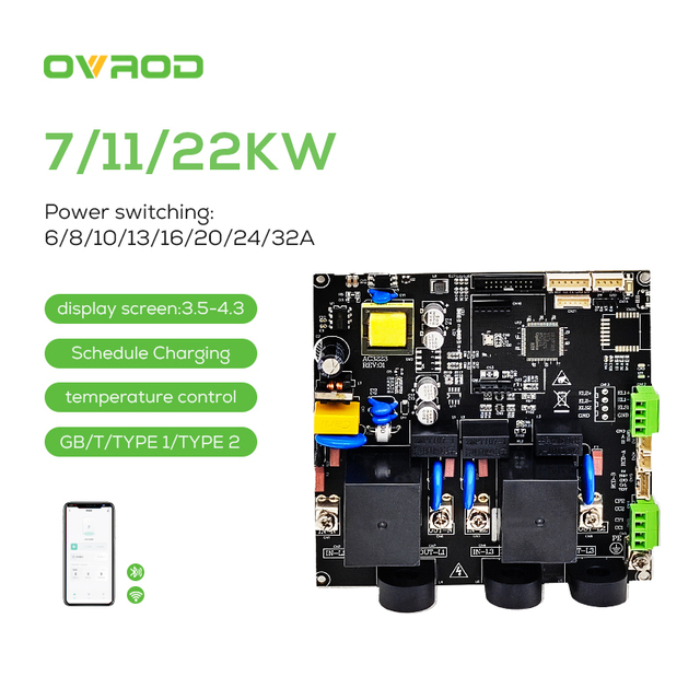 Ovrod OEM ODM Mode2 Type2 Ac Ev Charger PCB Board 16a 32a Charging Station Control Board PCBA Three Phase Inputvoltage