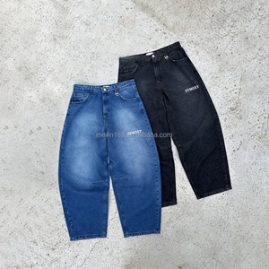 Fabricant de jeans en denim sur mesure, style streetwear, coupe ample, délavé vintage, taille haute, jambe large, baggy - Product Image 1