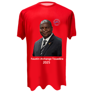 T-shirt de campagne électorale rouge 110 g/m² avec impression personnalisée de photo et de logo du candidat - Product Image 3