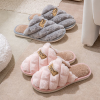 Chaussons pour femmes et hommes, nouveaux, pour l'automne et l'hiver, usage intérieur, antidérapants, en peluche, chauds, à semelle épaisse