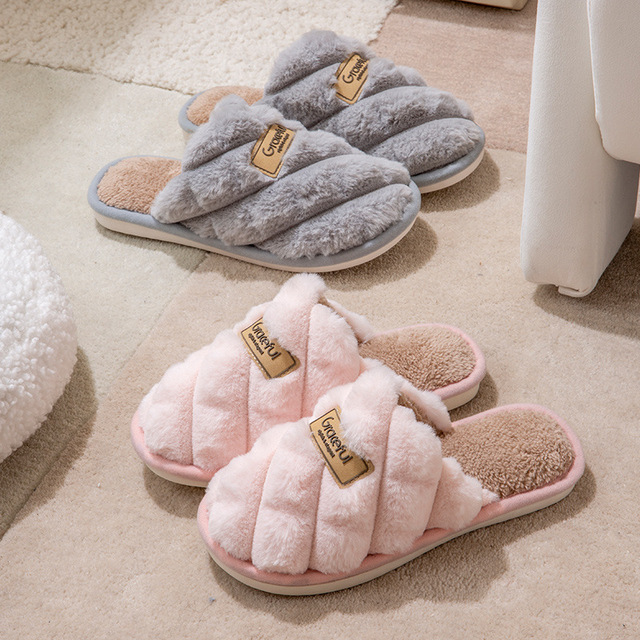 Women's and Men's  New  Slippers for Autumn Winter Indoor Home Use Non-Slip Plush Warm Thick-Soled Shoes