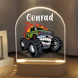 Veilleuse Monster Truck personnalisée, veilleuse camion de pompiers, cadeau pour bébé, lampe de nuit personnalisée avec nom, cadeau pour chambre d'enfant - Product Image 1