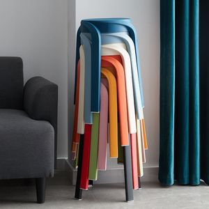<b>Plastic</b> <b>Stool</b> High Modern Minimalist Nordic Style Home <b>Stool</b> And Ottoman For Daily Use - Product Image 1
