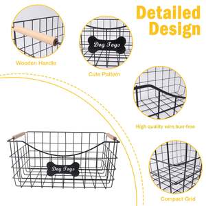 Panier à jouets <span class=keywords><strong>pour</strong></span> <span class=keywords><strong>chien</strong></span> en métal, bac à jouets <span class=keywords><strong>indestructible</strong></span> <span class=keywords><strong>pour</strong></span> <span class=keywords><strong>chien</strong></span> avec poignée en bois, organisateur de rangement robuste <span class=keywords><strong>pour</strong></span> animaux de compagnie, idéal <span class=keywords><strong>pour</strong></span> la laisse et la couverture de <span class=keywords><strong>chien</strong></span> - Product Image 2