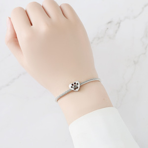 Original White Copper <b>Bead</b> <b>Bracelet</b> - DIY Heart-Shaped Hollow Dog Pendant Jewelry, Personalized Women's Accessory - Product Image 6