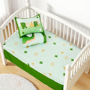 4 Piece Dinosaur Baby <b>Crib</b> <b>Bedding</b> <b>Set</b> Toddler Nursery <b>Bedding</b> Includes Comforter,<b>Crib</b> Skirt,Fitted Sheet Pillowcase - Product Image 2