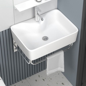 Customizable stainless steel wall mounted ceramic integrated washbasin LED <b>mirror</b> <b>small</b>-sized bathroom cabinet - Product Image 3