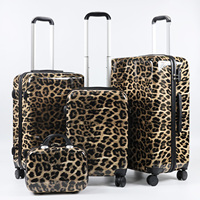 Ensemble de valises à roulettes de voyage personnalisées 14\" 20\" 24\" 28\" Luxe Imprimé léopard graphique PC Oxford Polyester