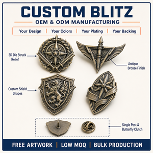 Ensemble de badges métalliques 3D personnalisés en bronze antique, gravés à la presse, pour la reconnaissance d'entreprise - Product Image 4