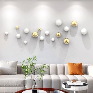 Arte de Parede Contemporânea Ornamento Esférico para Casa Decoração Dourada para Sala de Estar Escritório Estudo Grande - Product Image 4