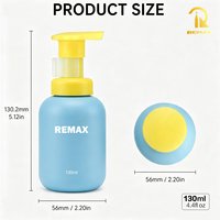 Bouteille mousseuse en plastique rechargeable de 130 ml, couleur bleue, impression de logo, pompe à mousse pour savon pour les mains, shampoing, cosmétiques