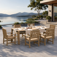 Ensemble de salle à manger de patio résistant à la décoloration et à la décomposition, table de salle à manger en HIPS, chaises imperméables pour jardin et cour arrière