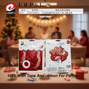 Juego de globos Erpsl rojos, 10 piezas, con cinta y lazo para fiestas - Product Image 2