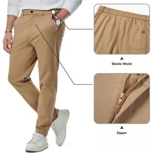 กางเกงชิโน่ผู้ชาย FOXA เอวยางยืด ทรงเข้ารูป กางเกงลำลองกันรอยยับ - Product Image 4