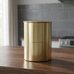 Bocaux à bougies en laiton massif doré de 16 oz, faits à la main, avec gravure sur le couvercle, décoration de la maison, récipients de luxe, fabrication de bougies, marque ZNC - Product Image 1