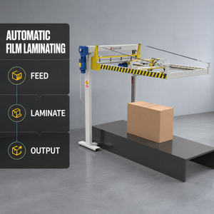 Équipement de lamination de palettes robuste avec convoyage, positionnement et emballage sous film intégrés pour ligne de palettisation de marchandises en vrac - Product Image 2