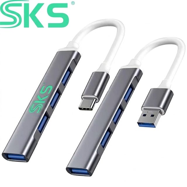 4 Port Ultra-Slim Aluminum Alloy USB-C Hub with Data Transfer & Charging Expander Portable Docking Station in Stock