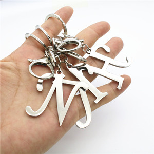Thời Trang Keychain Vàng Bạc Đen Thép Không Gỉ Ban Đầu Thư A-Z Key <span class=keywords><strong>Ring</strong></span> Keyring Móc Chìa Khóa Cá Nhân Túi Quyến <span class=keywords><strong>R</strong></span>ũ - Product Image 2