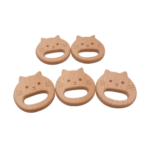 <span class=keywords><strong>Mordedor</strong></span> de madera para bebé, madera de haya Natural, Animal de dibujos animados, <span class=keywords><strong>mono</strong></span>, forma de mariposa, varilla pequeña, dentición para cadena de chupete - Product Image 4