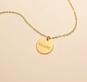Moda Acero inoxidable 18K PVD chapado en oro joyería Power Word personalizado grabado inicial moneda encanto inspirador collar - Product Image 3