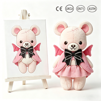 Peluche personnalisée ours démon rose Kawaii, jouet en peluche de dessin animé personnalisé, poupée en peluche douce, cadeau pour les fans