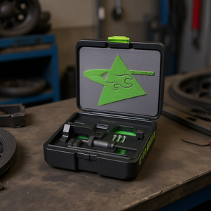 Kit d'outils de compression d'étrier de frein Fasano pour réparation automobile avec insert en mousse verte et composants à vis - Product Image 3