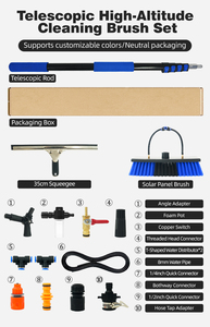 Brosse de <span class=keywords><strong>nettoyage</strong></span> télescopique en aluminium à alimentation en eau avec distributeur de savon pour vitres et panneaux solaires – Offre spéciale - Product Image 6