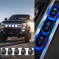 Interrupteur à bascule pour feux auxiliaires, lumière LED, 5 broches, marche/arrêt, laser, 12V 24V, bleu, 20A, avec câblage pour voiture, camion, bateau, VTT, UTV, camping-car