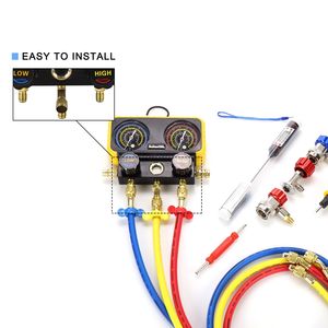 2S60A रेफ्रिजरेशन किट AC मैनिफोल्ड गेज सेट ब्रास <span class=keywords><strong>R134A</strong></span> ऑटो सर्विस किट - Product Image 5
