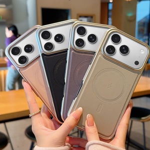 เคสโทรศัพท์หนัง PU หรูหรา พร้อมแม่เหล็ก สำหรับ iPhone 17 14 15 16 Pro Max กรอบเคลือบไฟฟ้า รองรับการชาร์จไร้สาย ป้องกันการกระแทก - Product Image 4