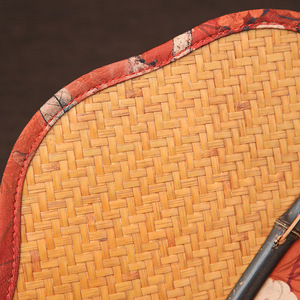 Bamboo Handmade Woven Fan Natural Art Collectible Round Fan With Floral Design For Decor And Gift - Product Image 4
