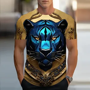 T-shirt pour homme imprimé en 3D Golden Lion King, T-shirt décontracté d'été, motif animal, haut Harajuku à manches courtes, streetwear - Product Image 6