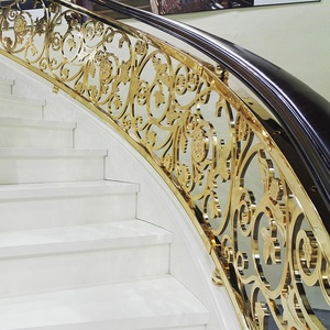 Barandilla de escalera de cobre de metal curvo <span class=keywords><strong>dorado</strong></span> para interiores/exteriores moderna barandilla de acero redonda con diseño de corte láser - Product Image 5