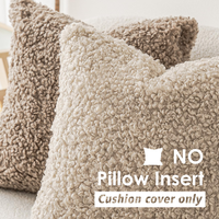 Housse décorative en fausse fourrure bouclée texturée effet laine Teddy pour coussin lombaire, canapé, chambre, voiture, couleur kaki