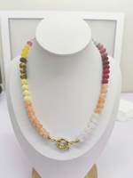 Kalung Manik-manik Pelangi Zooying, Kuarsa Warna-warni, Bulat Halus, Batu Permata Berwarna-warni, DIY, Kalung Batu Alam Kustom