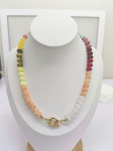 Collar de cuentas de arcoíris Zooying Color cuarzo suave Roundel colorido con cuentas de piedras preciosas DIY collar de piedra Natural personalizado - Product Image 3