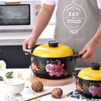 Casserole en céramique à gaz domestique, pot à double oreille résistant aux hautes températures cuisinière à gaz de grande capacité pot en céramique