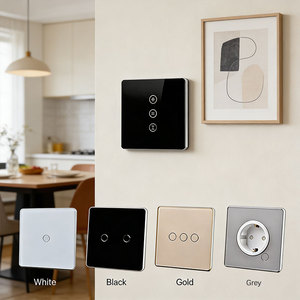 Interruptor de Luz de Pared Táctil Inteligente Wifi Tuya con Panel de Vidrio Estándar US/EU, Compatible con <span class=keywords><strong>Alexa</strong></span>, Sin Cable Neutro, 1/2/3/4 Vías - Product Image 1