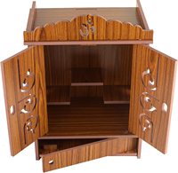 Temple domestique indien en bois fait à la main avec portes et boîte de rangement