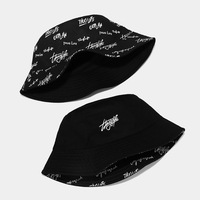 Topi Bucket Bordir Huruf Plaid Custom 2-in-1 Bolak-Balik - 100% Poliester Unisex Streetwear Topi Pelindung Matahari Empat Musim untuk Perjalanan