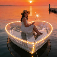 Kayak transparent en PC de 6,5 pieds, léger, 6 mm, en forme de cœur, avec double siège, stable, pour excursions touristiques panoramiques et utilisation en extérieur