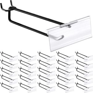 Kích thước tùy chỉnh bán buôn đen kim loại <span class=keywords><strong>PEG</strong></span> Board <span class=keywords><strong>Hooks</strong></span> với rõ ràng nhựa giữ nhãn - Product Image 1