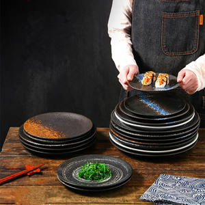 Platos de cerámica creativos japoneses para servir, vajilla esmaltada con cambio de horno de porcelana Vintage, plato de cena, platos de Pasta para carne de Sushi - Product Image 6