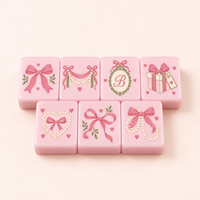 Tuiles de Mahjong sculptées à la main pour l'heure du cocktail, en acrylique bleu ciel, blocs numérotés pour le jeu, accessoires pour soirée Mahjong