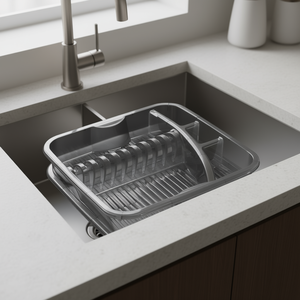 Escurridor de Platos ROTHO para Fregadero Geométrico, Juego de 3 Piezas con Bandeja de Drenaje y Porta Cubiertos - Product Image 3