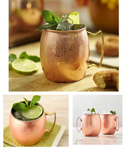 Tasses en cuivre martelé plaqué or rose de 450 ml et 500 ml pour Moscow Mule, avec poignées dorées pour le <span class=keywords><strong>roi</strong></span> George IV d'Espagne - Product Image 5