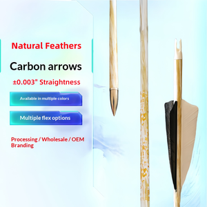 Flèches en carbone de haute qualité 6,2 mm ID 32 pouces, rectitude ±0,003 pouces, plumes de dinde, spine 300-600, pour <span class=keywords><strong>arc</strong></span> recurve de chasse - Product Image 1