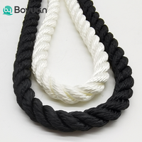 Cordage d'amarrage en nylon à 3 brins de 20 mm pour yacht, quai, blanc, noir, résistant, pour marina et bateau