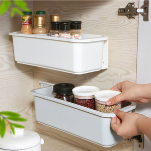 Boîte de rangement extractible Moriya avec rail pour organisateur d'armoire de cuisine, fixation murale sans perçage, matériau PP - Product Image 3